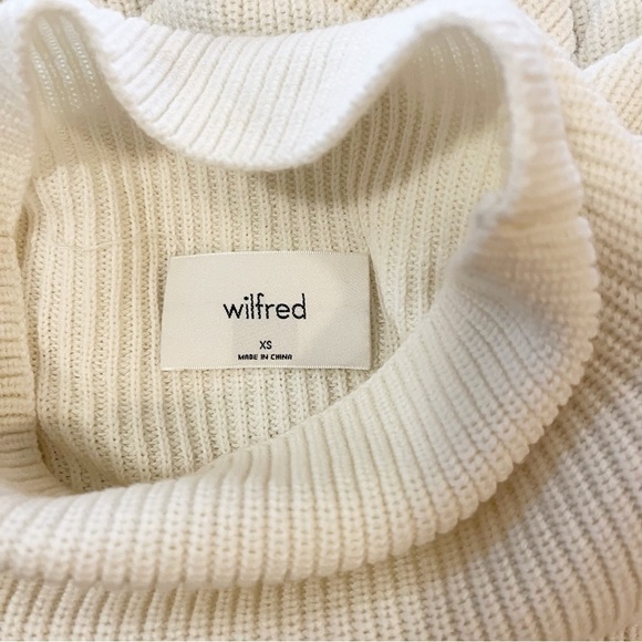 Aritzia Wilfred Ribbed High Neck Sweater Relaxed Fit Cream Size XS - Picture 8 of 9